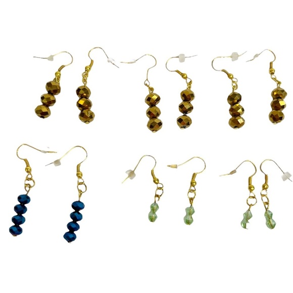 Lot of 8 Colorful Faceted Dangle Drop Pierced Earrings - Picture 3 of 9